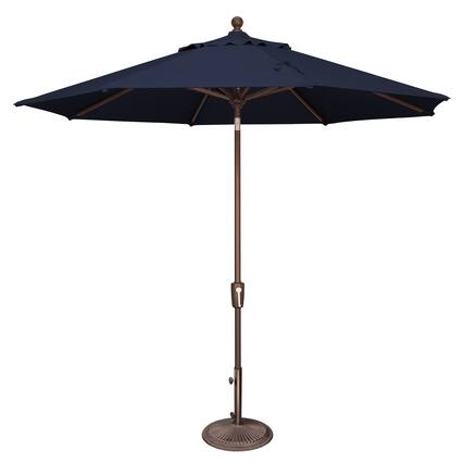 Front. Mondawe - 9' Octagon Patio Umbrella Push Button Tilt Bronze Frame - Navy.