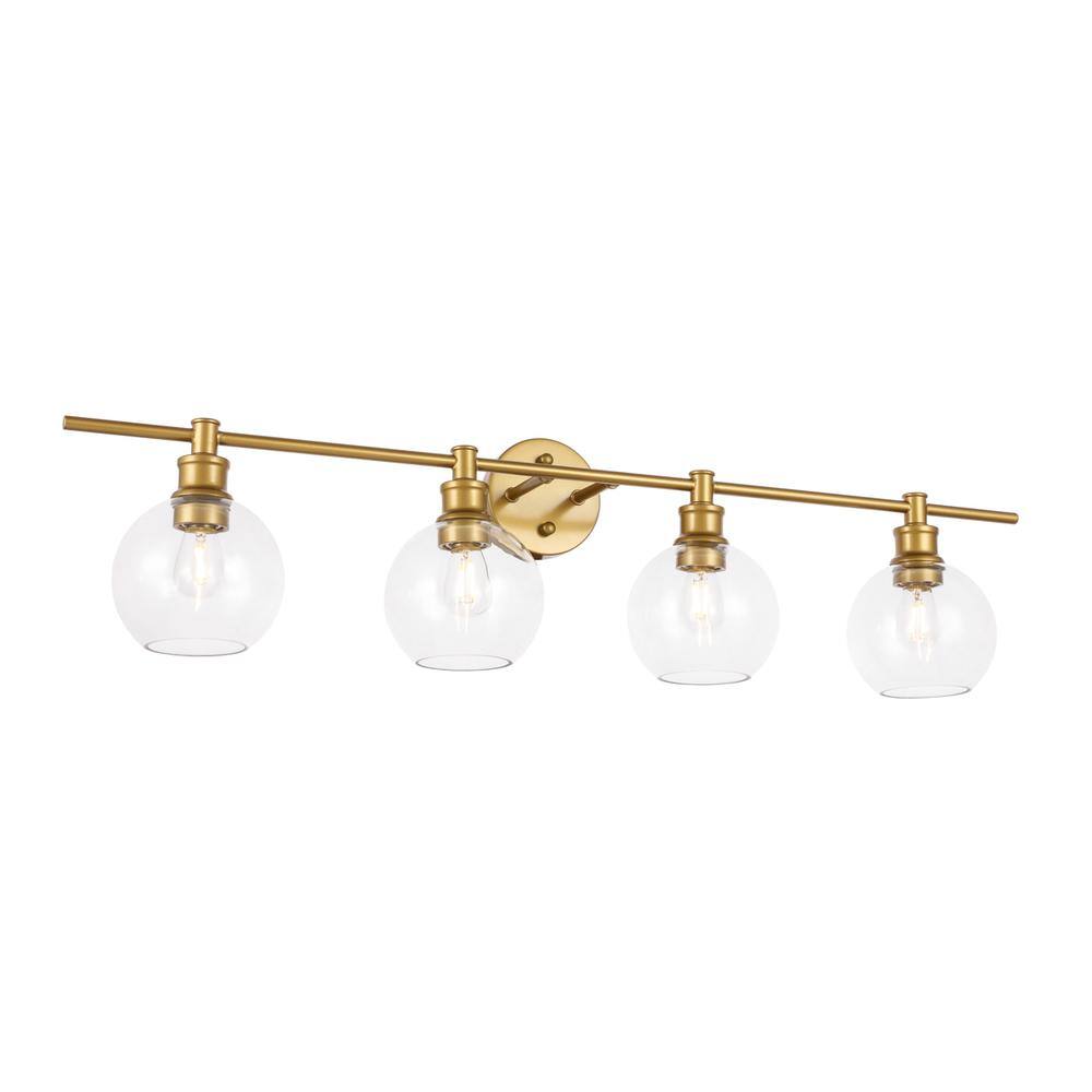 Back. Living District - Collier 4 light Brass and Clear glass Wall sconce - Brass And Clear Glass.