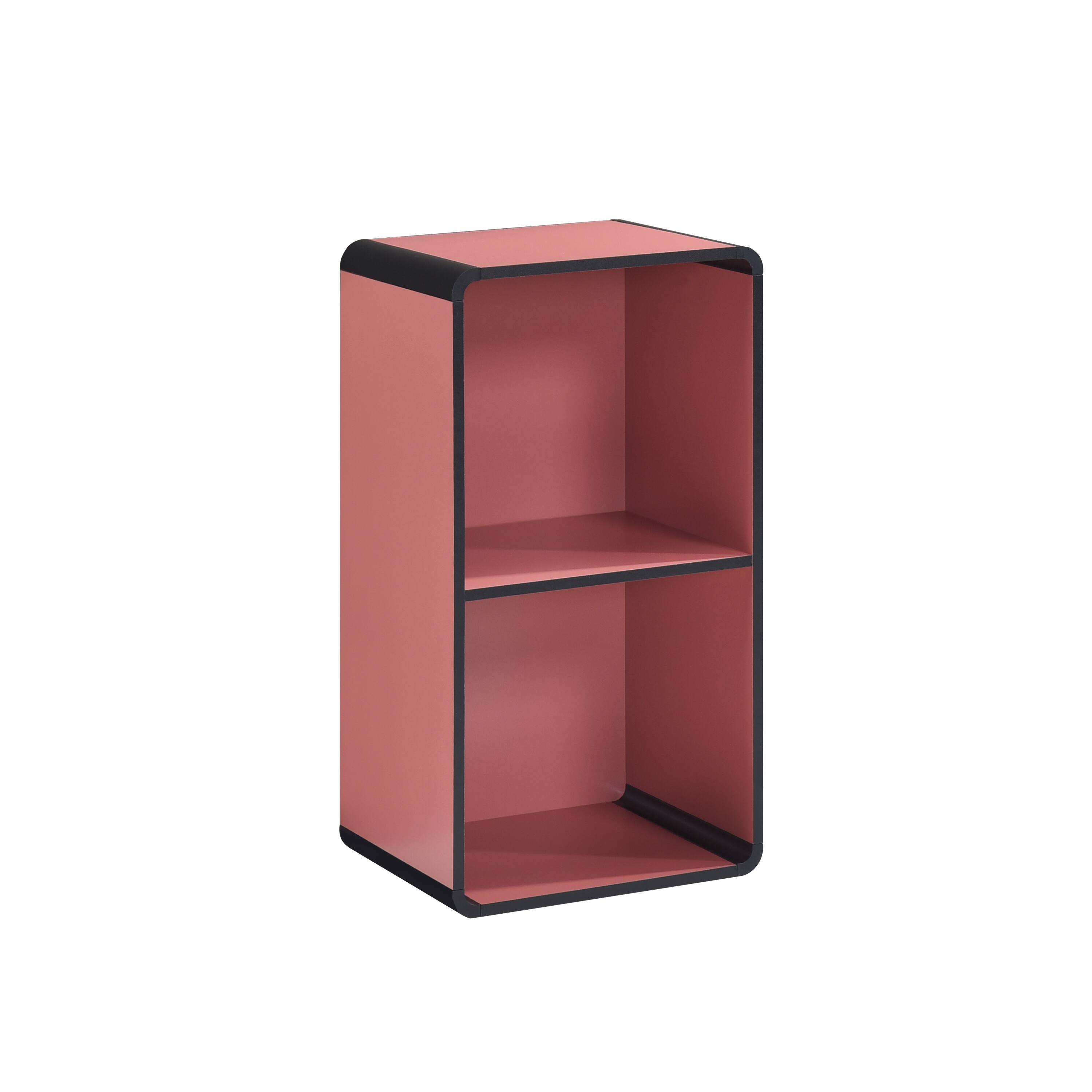 Angle. Kings Brand Furniture - Kings Brand Furniture Dothan Wood 2-Cubed Open Bookcase - Storage Shelf Organizer Bookshelf - Red.