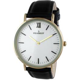 Peugeot - Men's 40mm Super Slim Leather Strap Watch - White