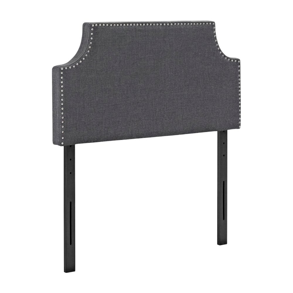 FurniFact - Upholstered Fabric Twin Headboard with Padded Design and Sturdy Frame - Gray
