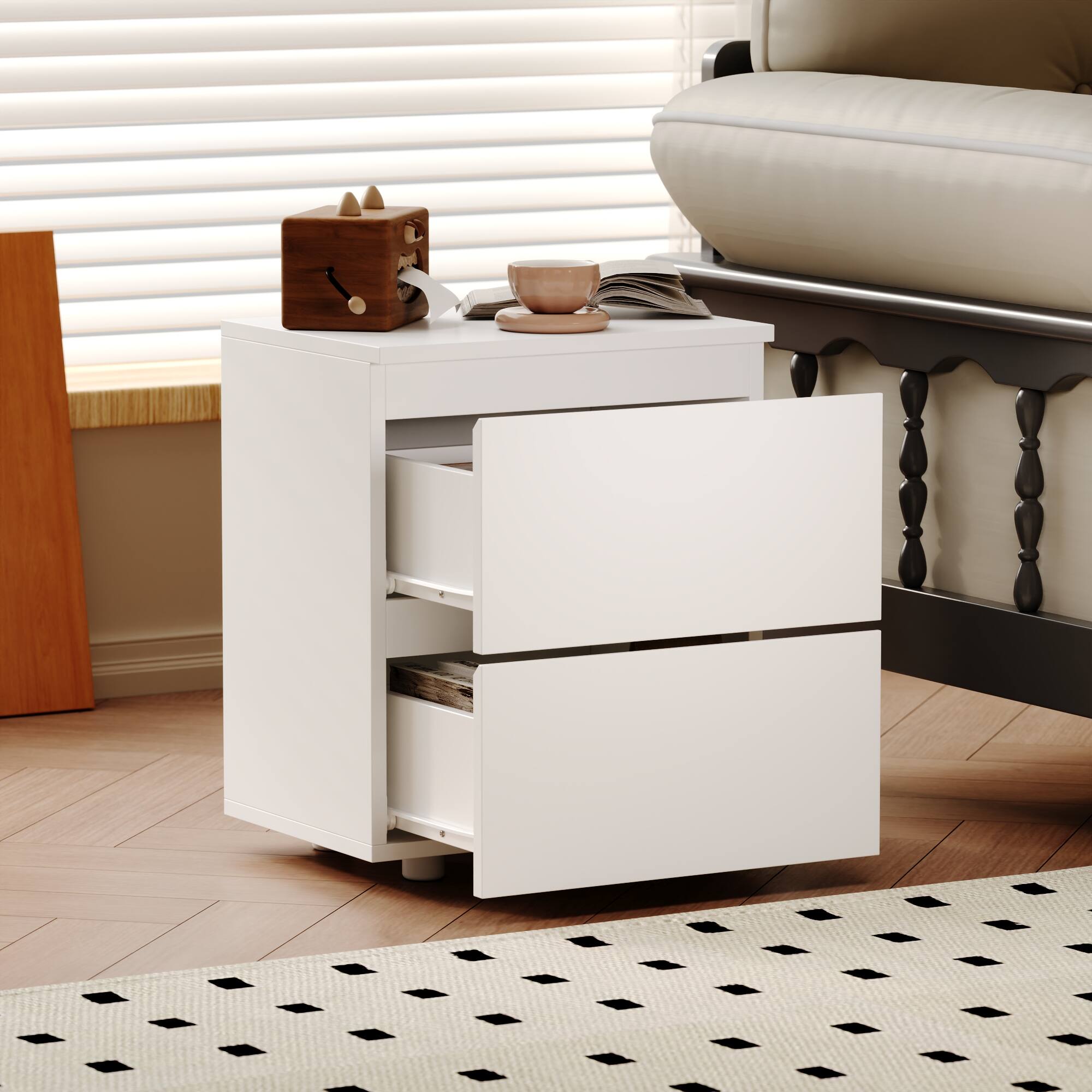 Alt View 6. FUFU & GAGA - FUFU&GAGA  Modern 2 - Drawer Nightstand: Minimalist Bedroom Storage Solution - White.
