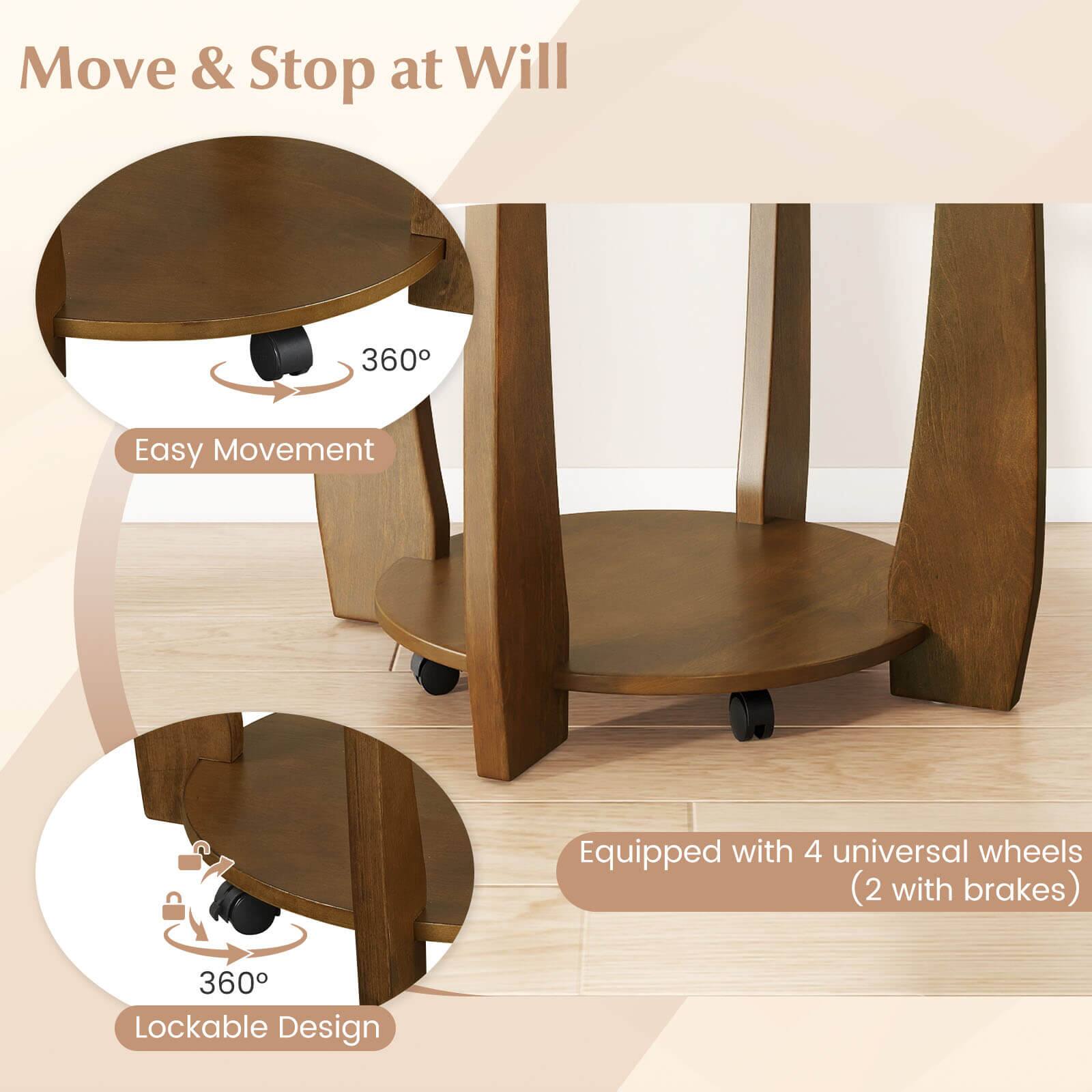 Move & Stop at Will

Easy Movement  
360°

Equipped with 4 universal wheels (2 with brakes)  
360° Lockable Design