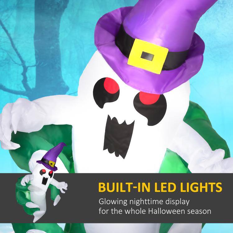 PULUZ 3.9ft Inflatable Halloween Window Sticker Ghost, Blow Up LED ...
