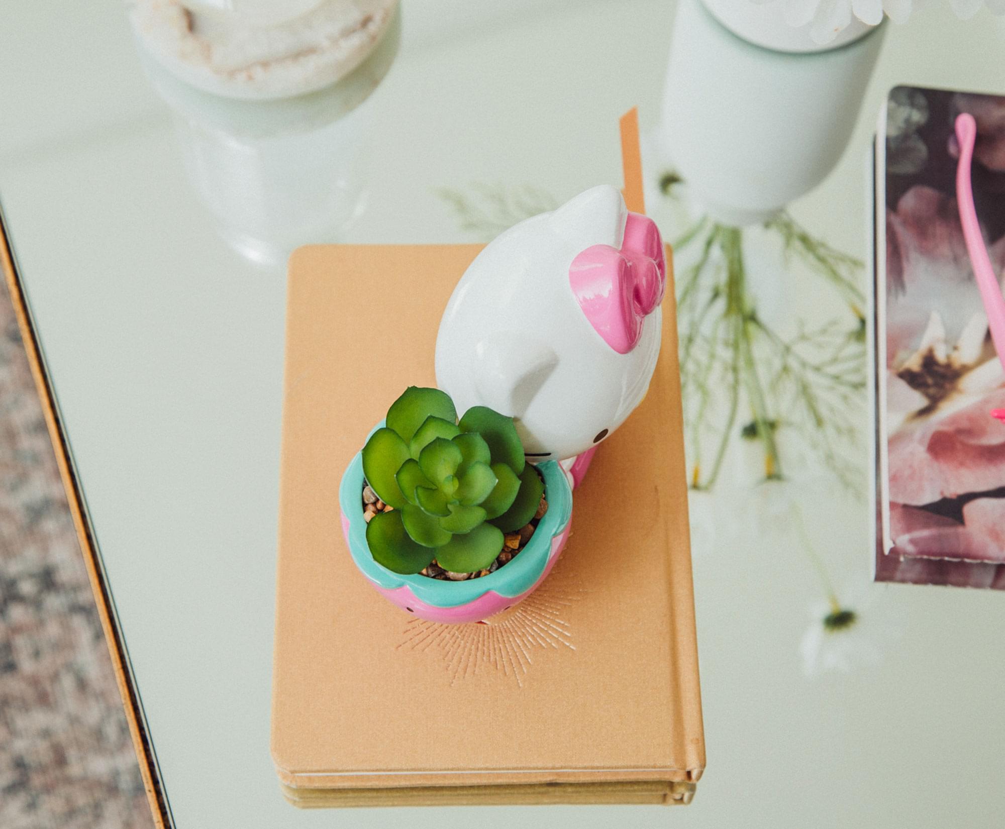 Alt View 5. Silver Buffalo - Sanrio Hello Kitty Strawberry 5-Inch Planter With Artificial Succulent - Pink.