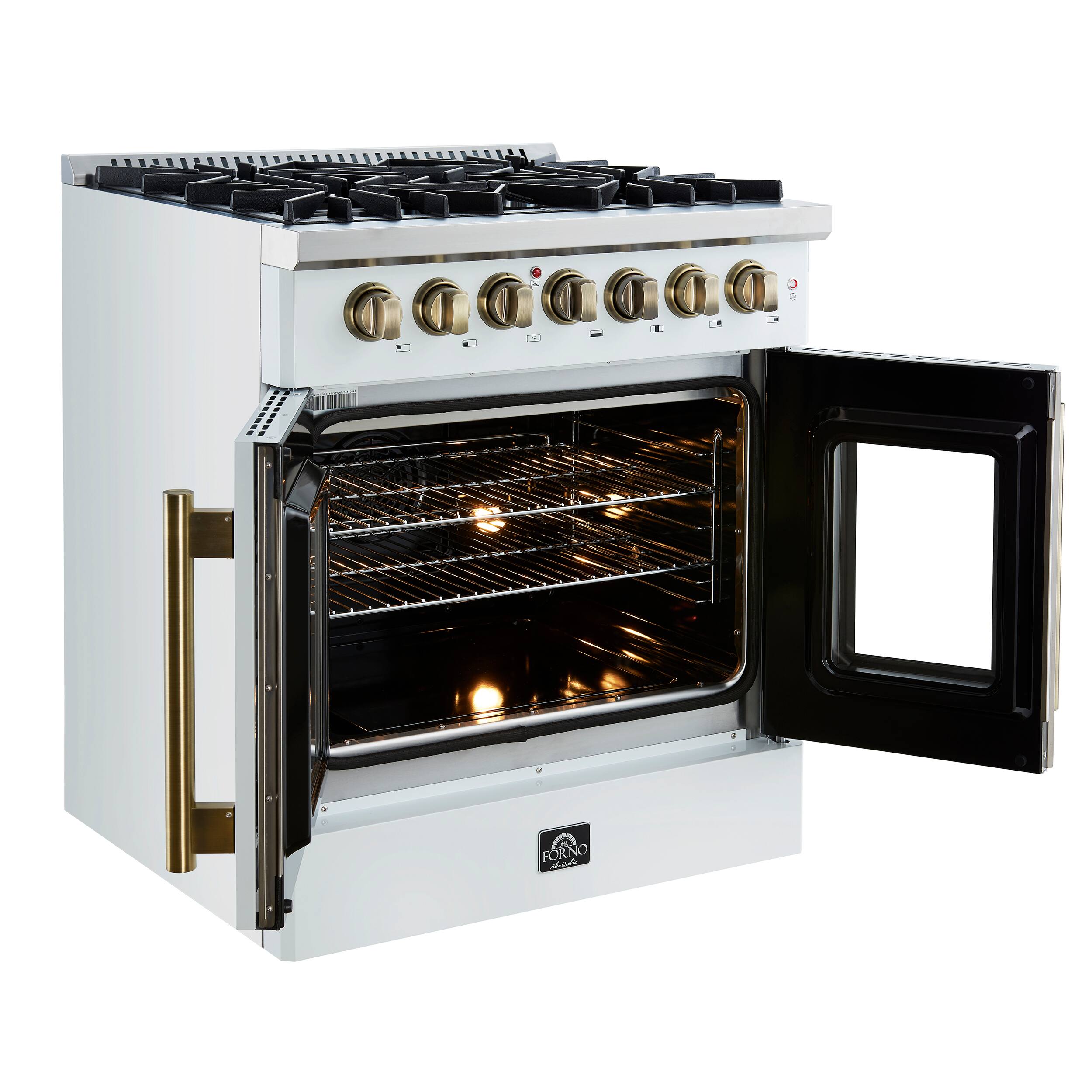 Alt View 3. Forno Appliances - Galiano 4.32 Cu. Ft. Freestanding Dual Fuel True Convection Range - White.