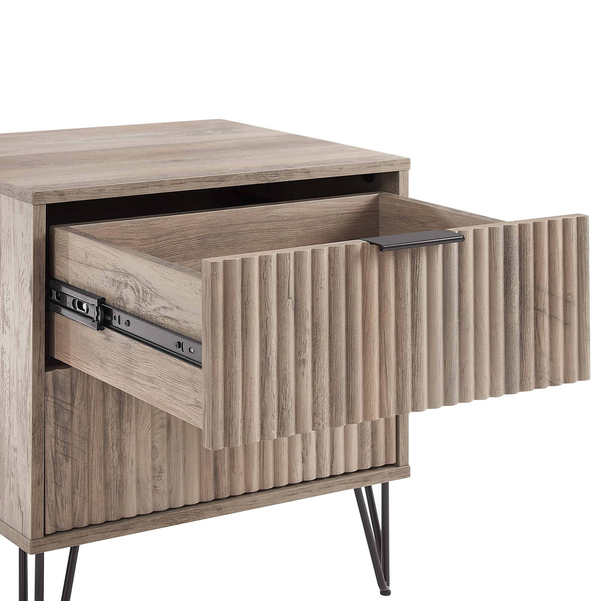 Alt View 1. Manhattan Comfort - Dumbo Modern 20" Fluted Nightstand - Set of 2 - Rustic Gray.