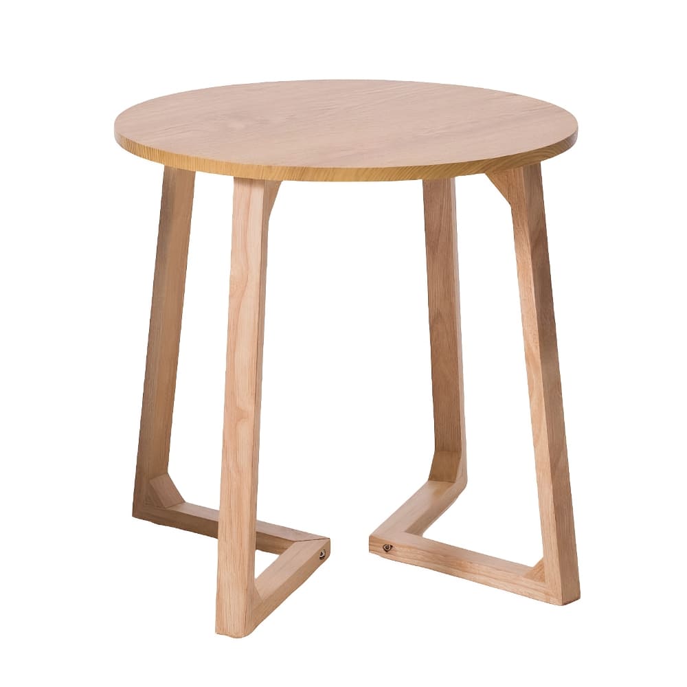 Loheer - 24 Inch Round End Table Mid Century Modern Solid Wood Sofa Side Table - Natural