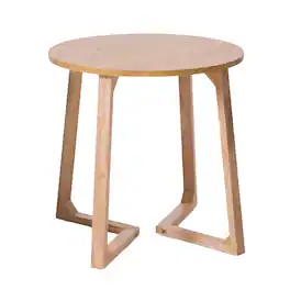 Loheer - 24 Inch Round End Table Mid Century Modern Solid Wood Sofa Side Table - Natural