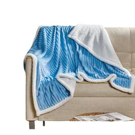Noble House - Plazatex Corduroy Sherpa All Season Decorative Throw Blanket 50" x 60" - Light Blue