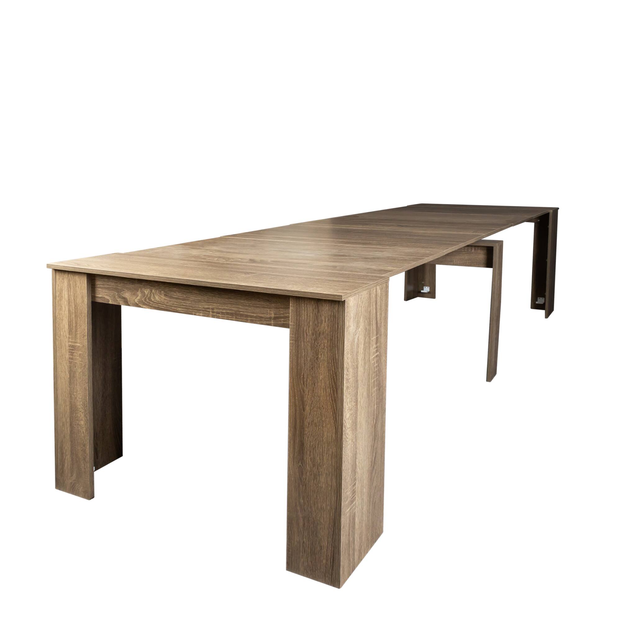 Alt View 4. Tiramisubest - Multifunctional extendable console dining table, Brown - Brown.