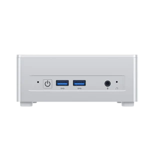 Front. Minisforum - UM880 Plus Mini PC, 32GB DDR5 & 1TB SSD, AMD Ryzen 7 8845HS (8C/16T), AMD Radeon 780M Graphics, OCuLink compatible - silver.