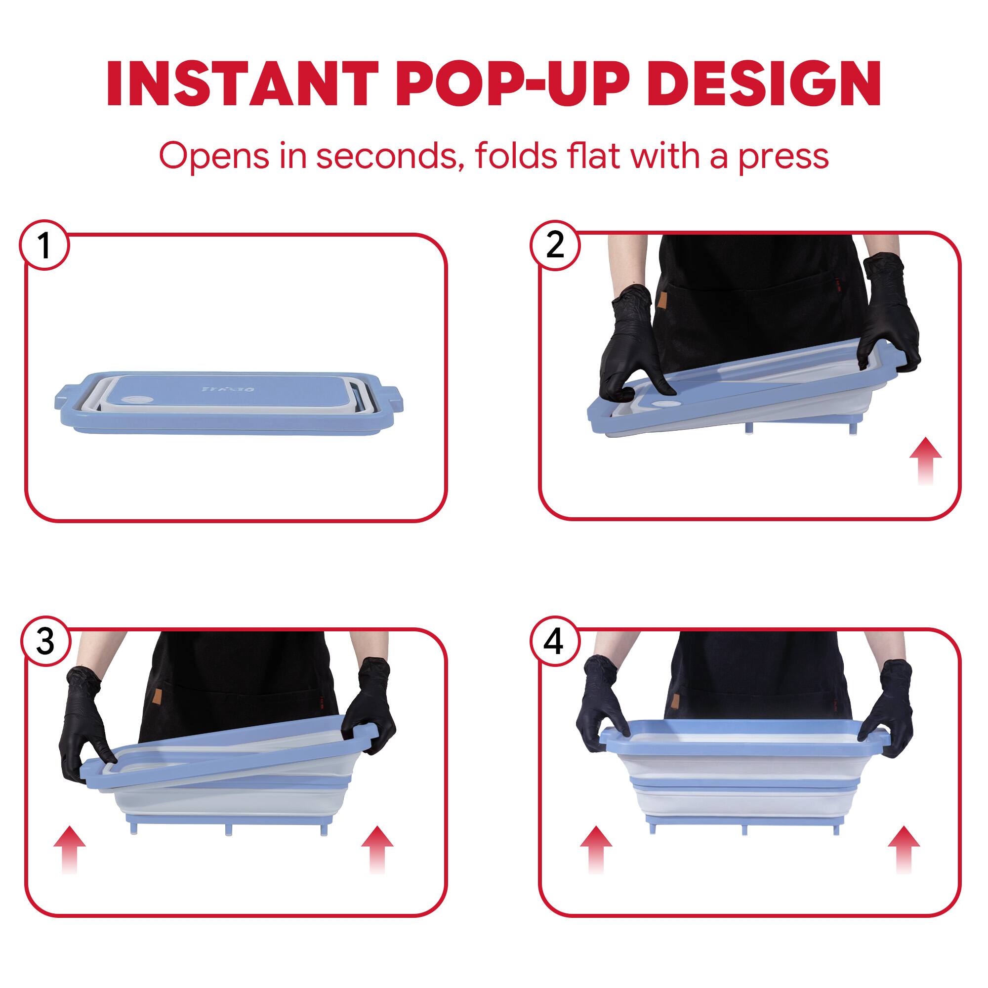 INSTANT POP-UP DESIGN  
Opens in seconds, folds flat with a press  

1  
2  
3  
4