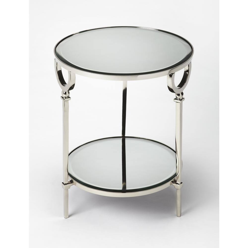 Photos - Coffee Table Butler Specialty - Jolene Metal & Mirrored Side Table - Silver 3940140