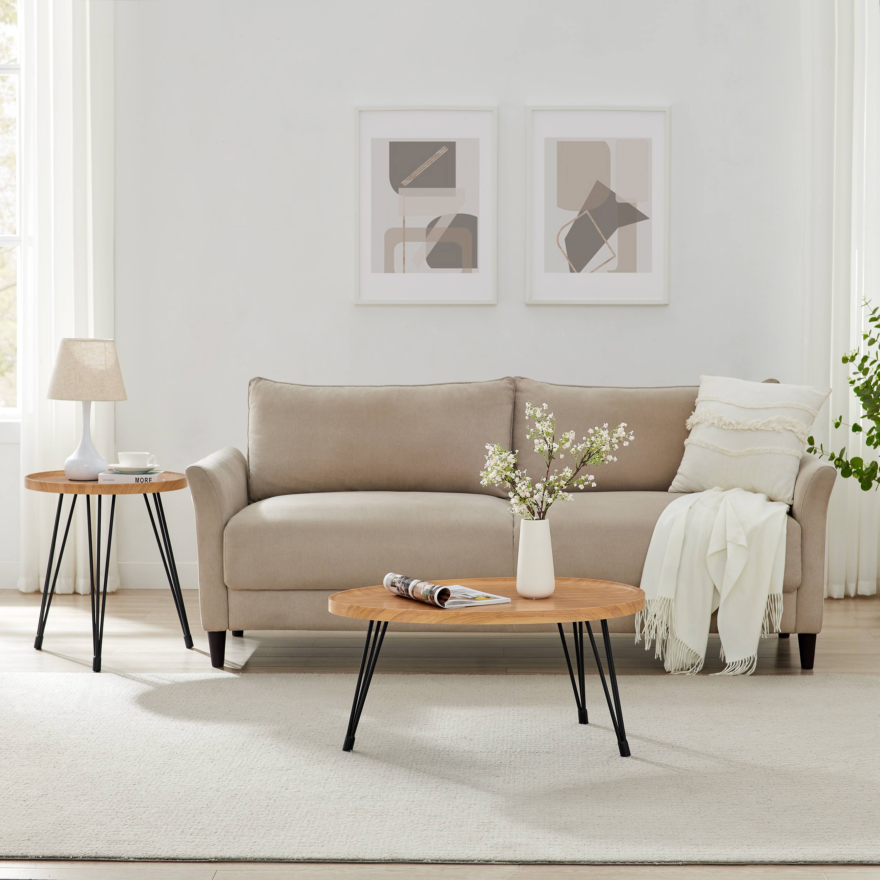 Alt View 2. Danya B - Tadao Raised Lip Edge Side Table - Round - Bamboo - Bamboo, Black.