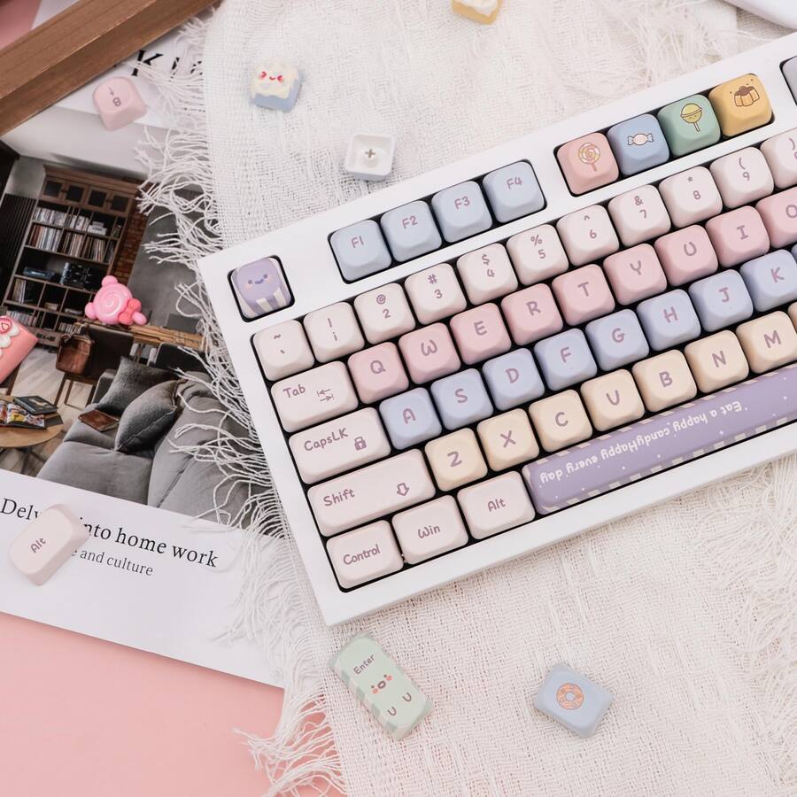Cedar Assembly Pbt Keycaps Set Xoa Profile Cute Round Custom Dye ...
