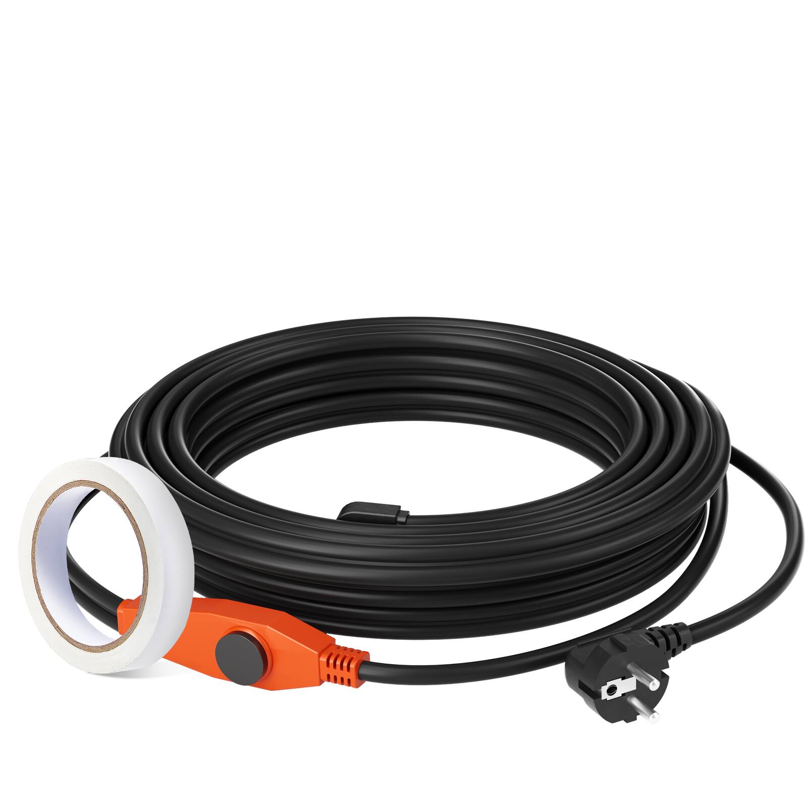 Alt View 5. VEVOR - Pipe Heating Cable, 60FT 7W/FT Heat Tape for Pipes with Built-in Thermostat, Water Pipe Heat Cable Protects PVC Hose - Black;Orange.