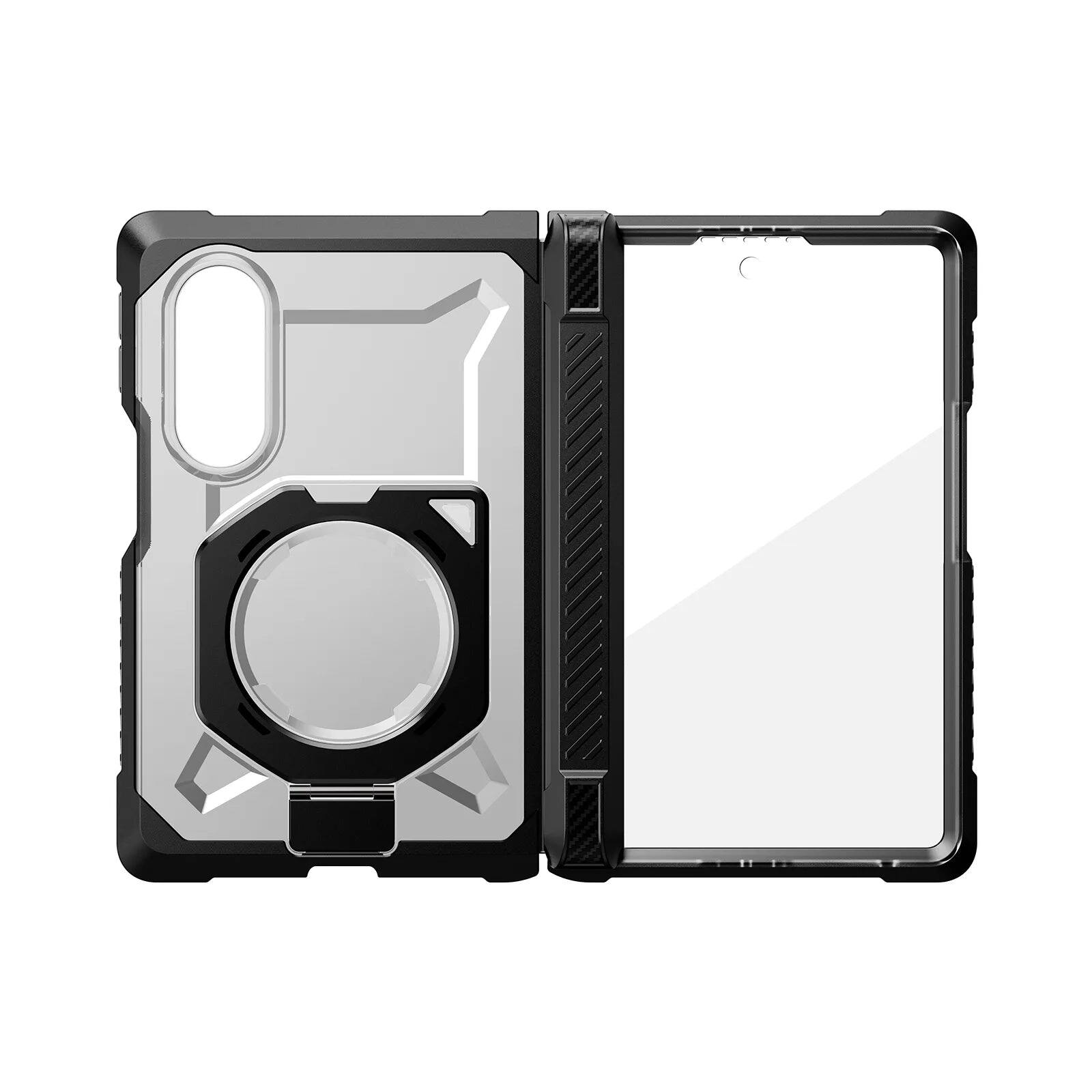 Alt View 6. SUPCASE - UB Grip MagSafe Case for Samsung Galaxy Z Fold 8 Case with Fixed Stand and Tempered Glass Screen Protector - Black.