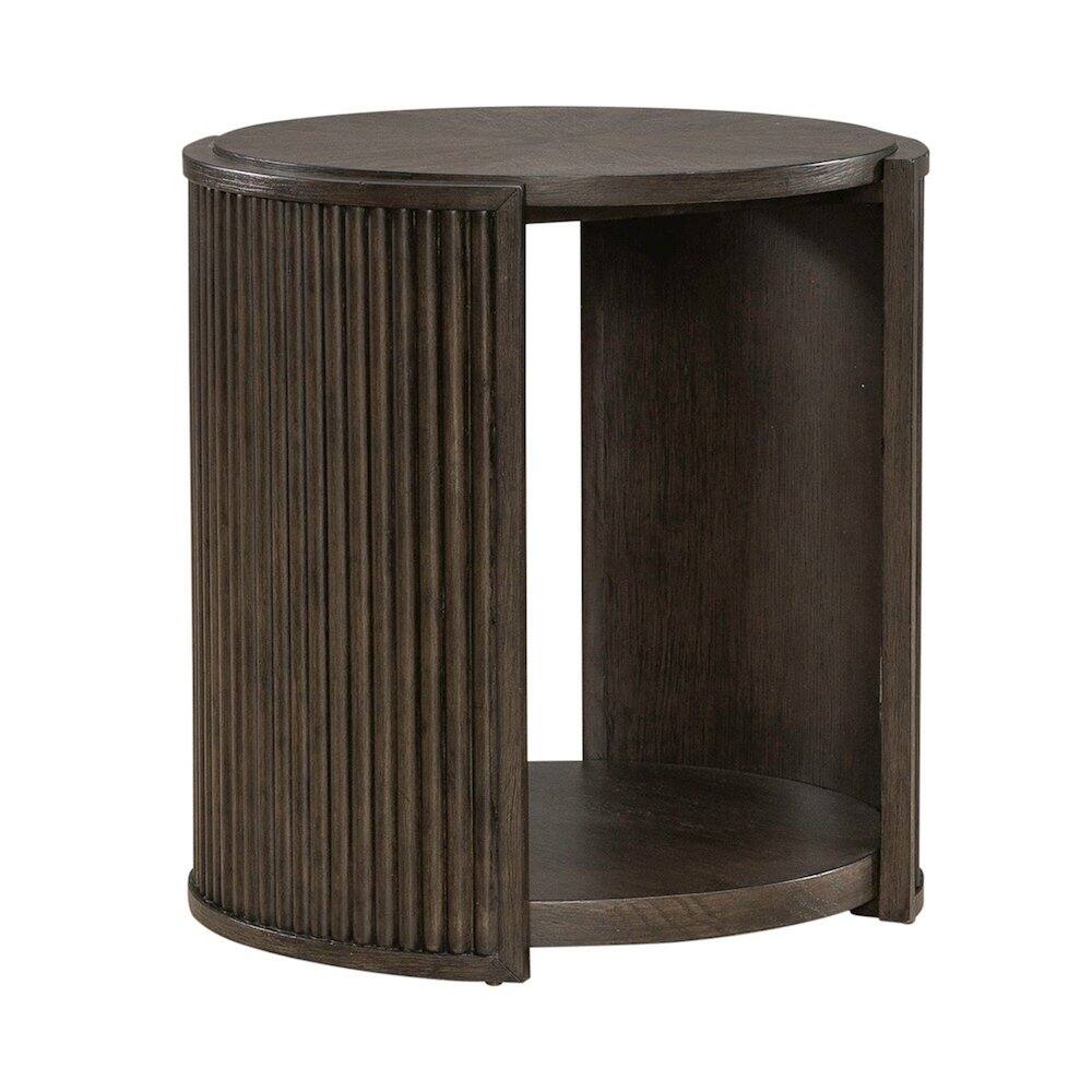 Back. Liberty Furniture Industries - City View Round End Table for Living Room- Coffee Bean Oak Wood - Coffee Bean.