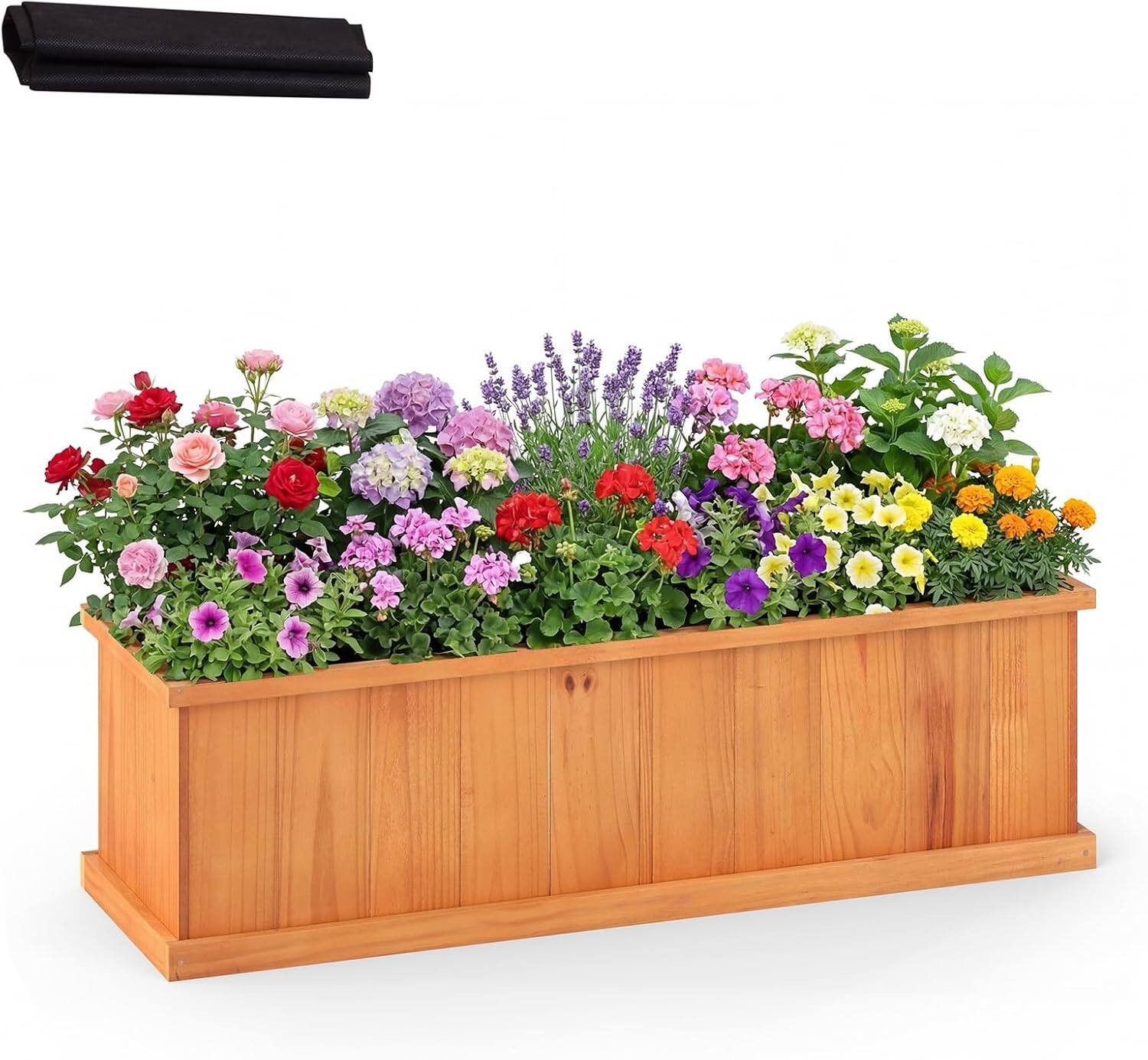 Gymax - Wood Raised Garden Bed w/Drainage Holes & Liner for Flowers Vegetables Herbs - Orange price history on PriceWatchPro