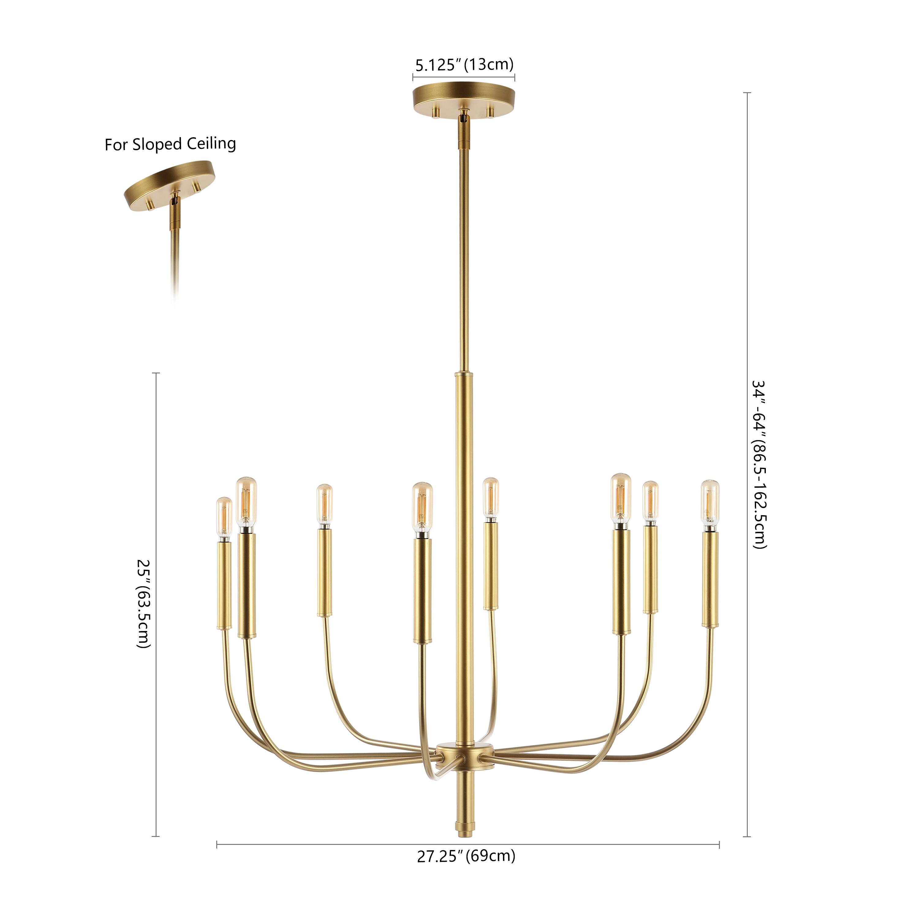 5.125" (13cm) For Sloped Ceiling  
25" (63.5cm)  
34"-64" (86.5-162.5cm)  
27.25" (69cm)