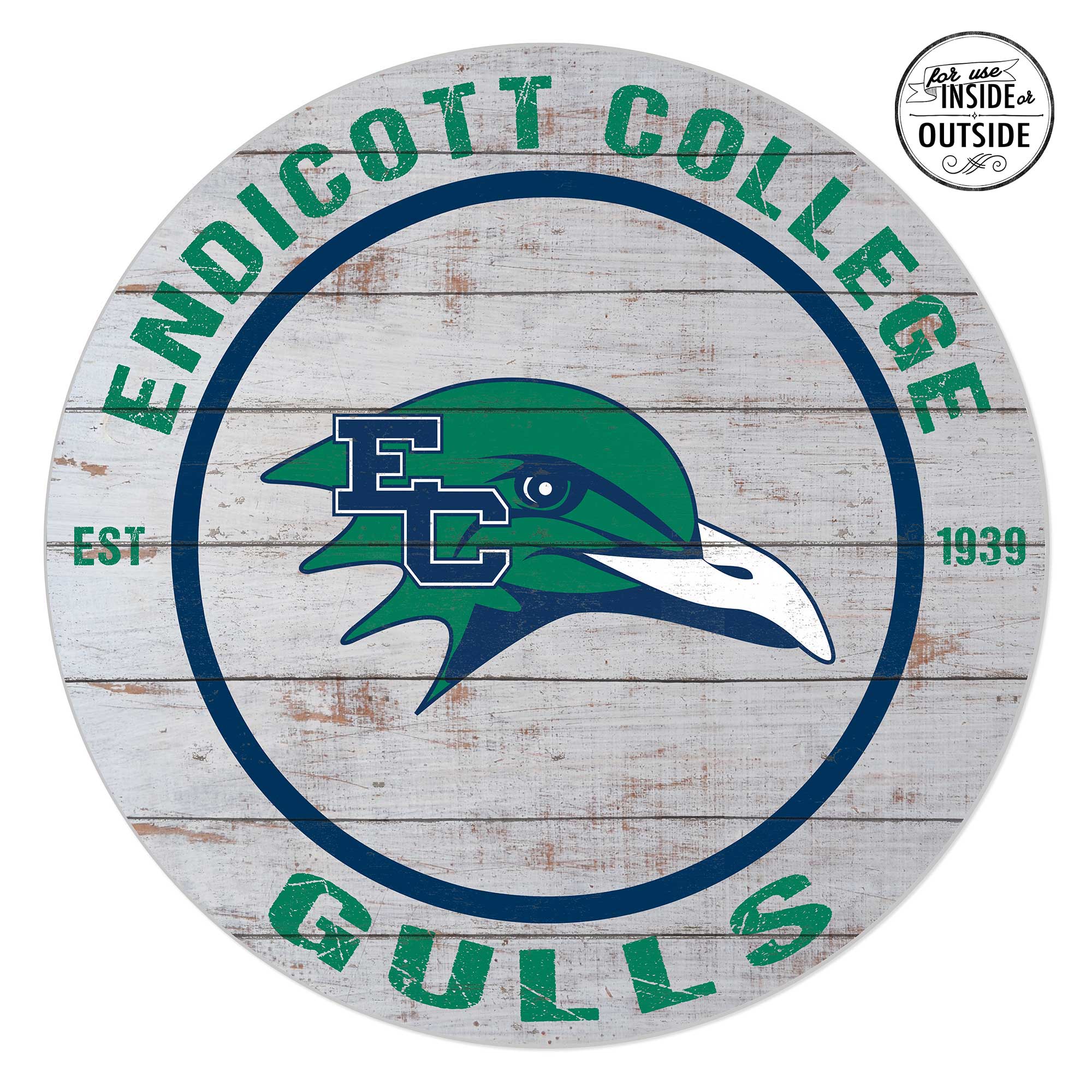 Endicott College 20'' x 20'' Indoor/Outdoor Weathered Circle Sign