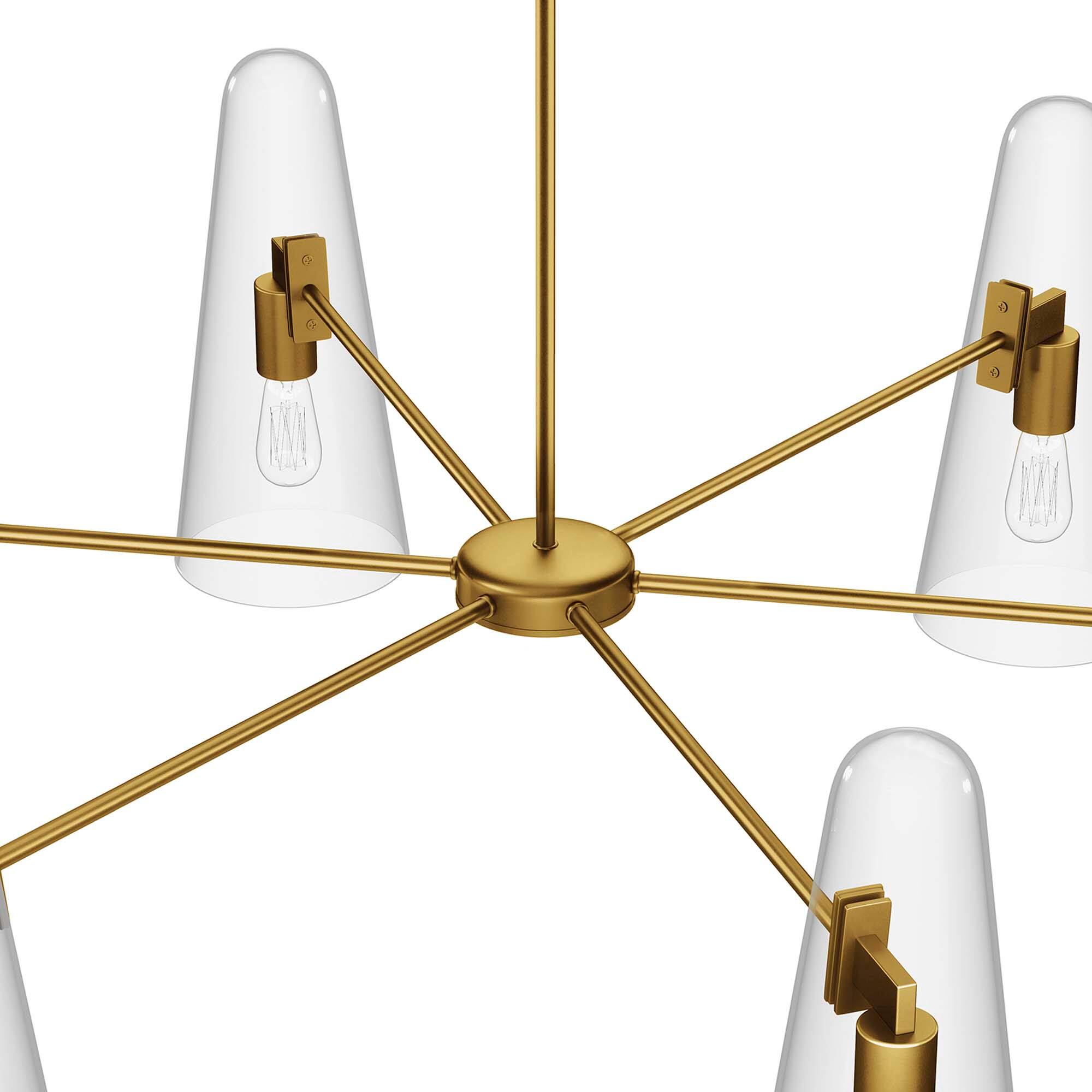 Alt View 4. Modway - Beacon 6-Light Chandelier by Modway - Clear Satin Brass.