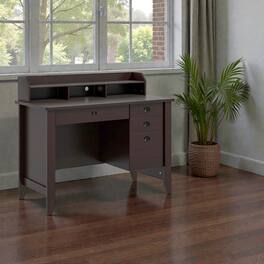 Hivvago - Timeless Home Study Desk with 4 Drawers and Open Storage Compartments - Brown
