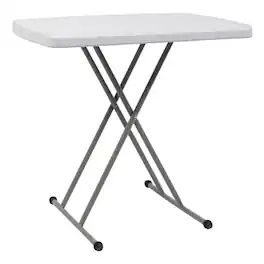Winado - 28in H Foldable Portable Camping Side Table, Plastic Laptop TV Tray Dinner Table with Adjustable Height for Home Indoor - White