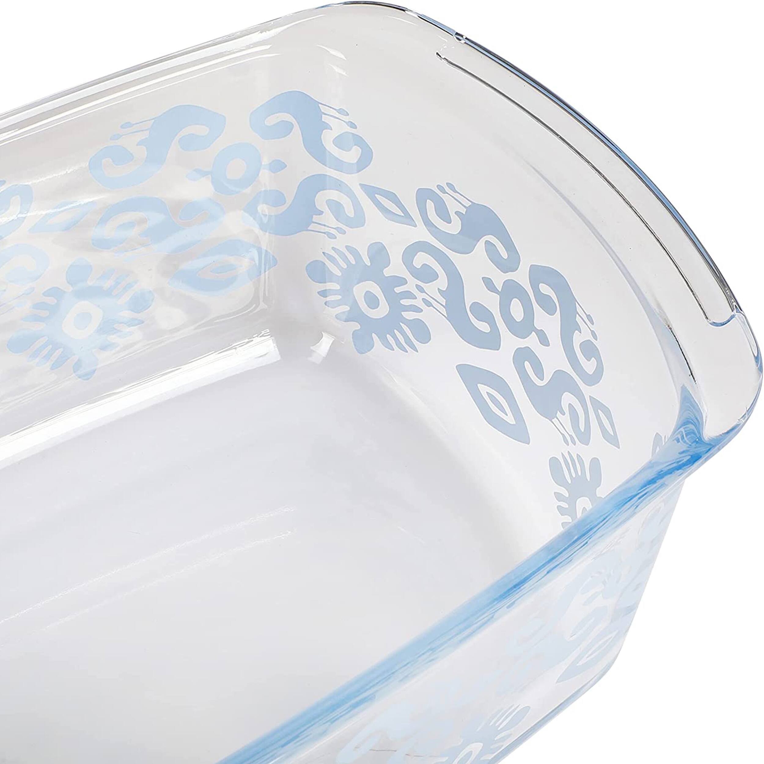 Alt View 2. Gibson - Spice By Tia Mowry 1.6 Quart Spicy Cloves Glass Loaf Pan - Clear and Blue.