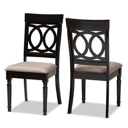 Baxton Studio - Lucie Modern Fabric Upholstered and Espresso Finished Wood 2-Piece Dining Chair Set Set - Sand/Dark Brown