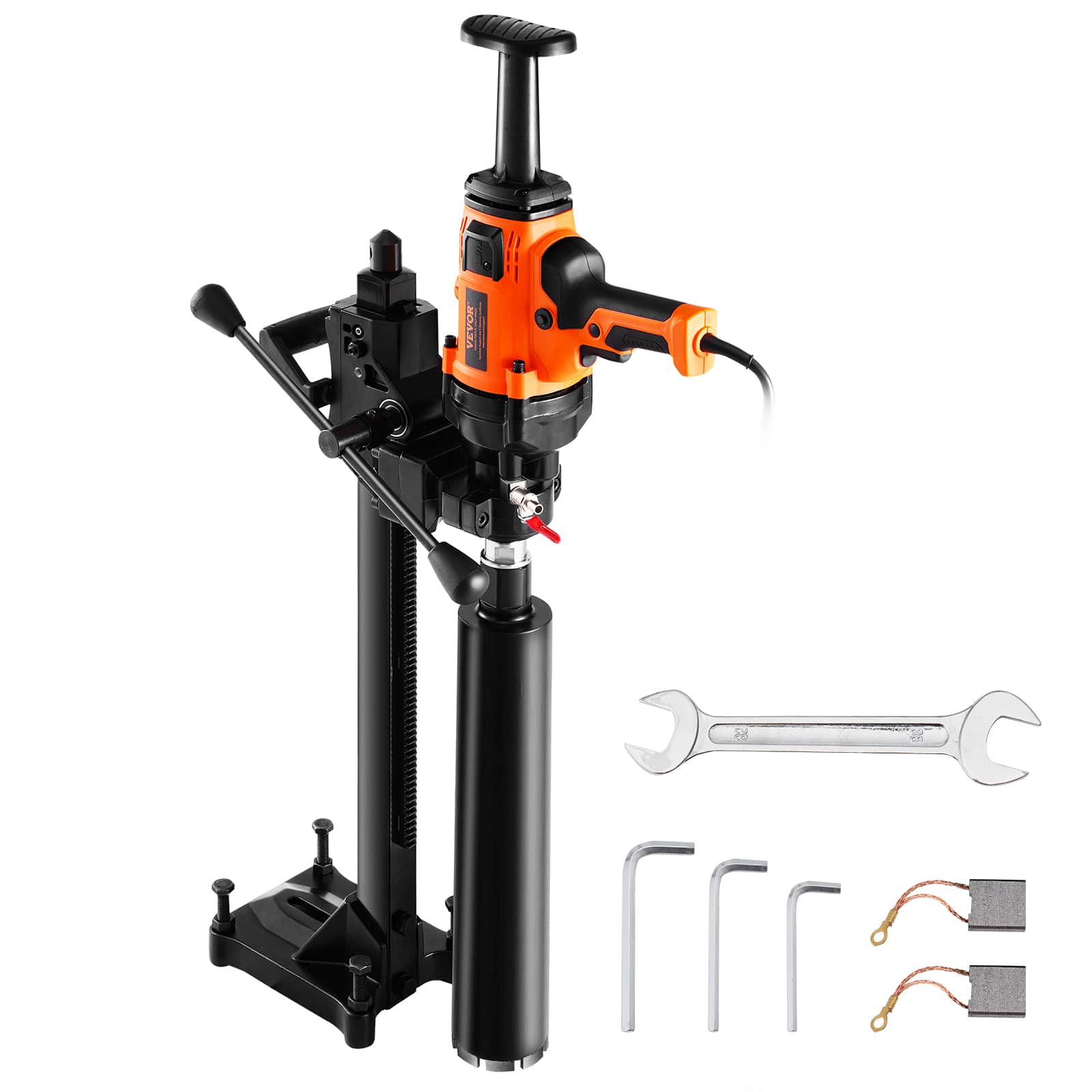 VEVOR - Core Drill Machine, 0.8-6.3in Drilling Diameter Handheld Diamond Core Drill Rig with Stand and Core Drill Bit, 2000W - Black;Orange