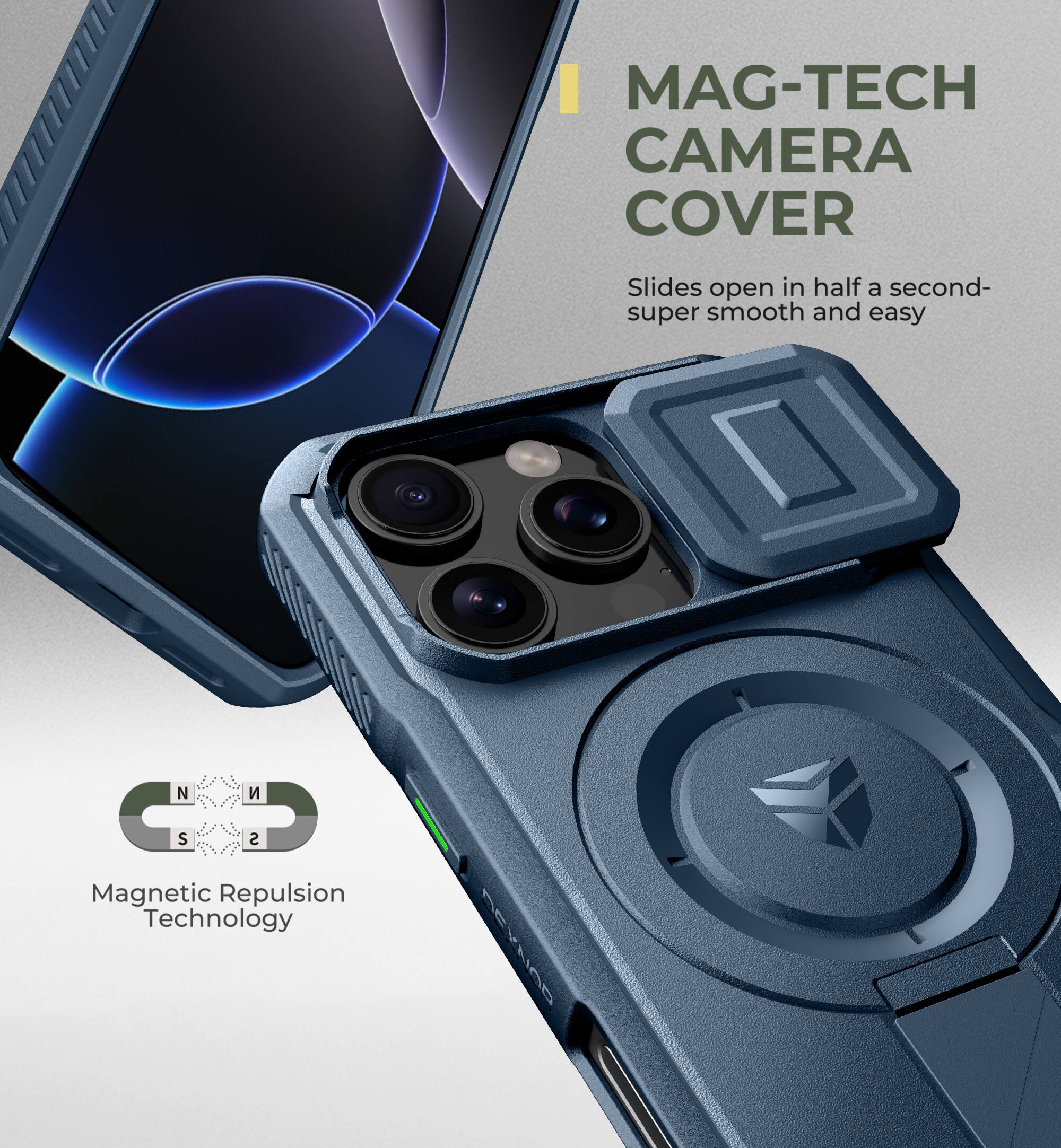 MAG-TECH CAMERA COVER Slides open in half a second- super smooth and easy

Magnetic Repulsion Technology