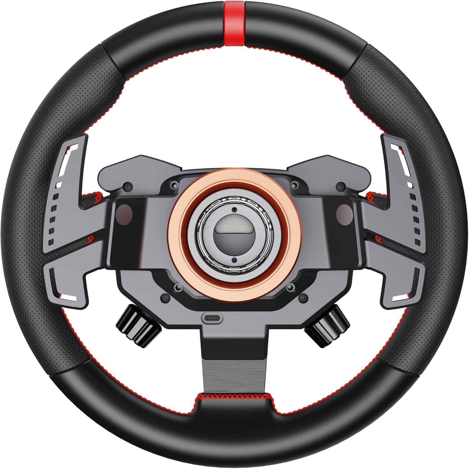 Alt View 5. PXN - PXN W AS 11" Racing Steering Wheel D1 Quick Release w/ Hall Paddles, F1-Style Shifters & RGB Rev Lights for VD4/VD6/VD10 - Black.