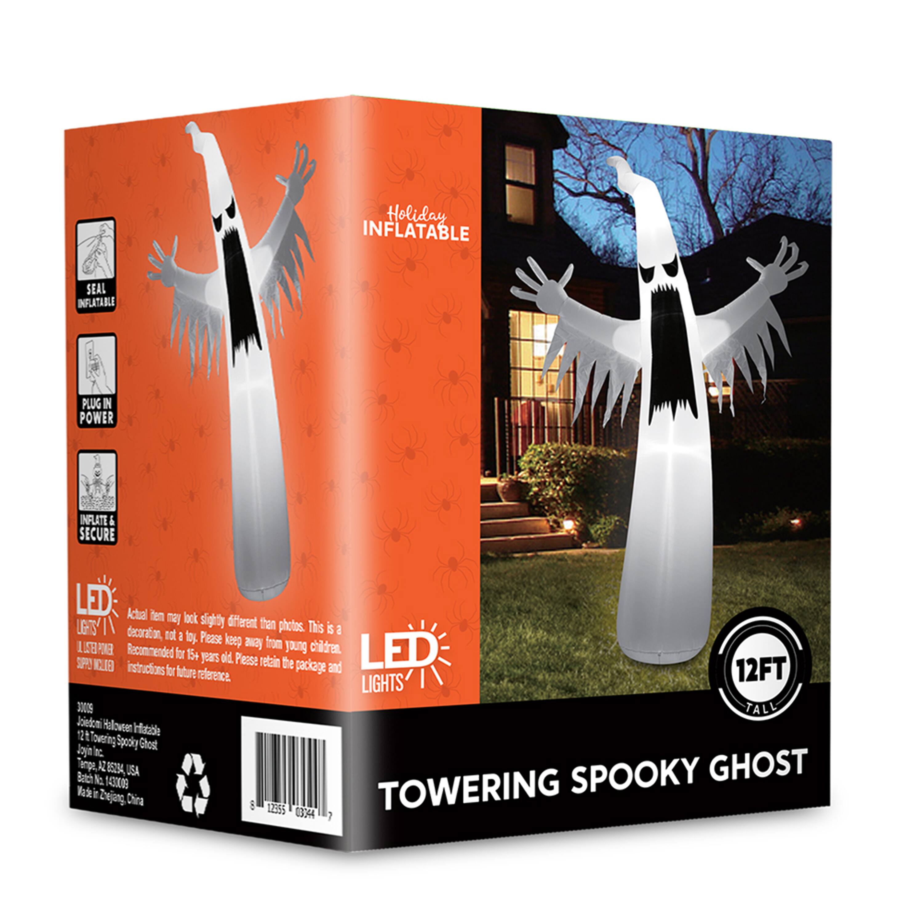 Holiday INFLATABLE SEAL INFLATABLE PLUG IN POWER INFLATE & SECURE LED: Actual item may look slightly different than photos. This is a decoration, not a toy. Please keep away from young children. Recommended for 15+ years old. Please retain the package instructions for future reference. LIGHTS 300N TALL 12FT TOWERING SPOOKY GHOST