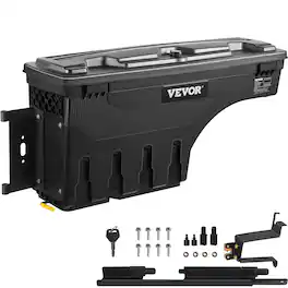 VEVOR - Truck Bed Storage Box, Lockable Lid, Waterproof ABS Wheel Well Tool Box 6.6 Gal/20 L - Black