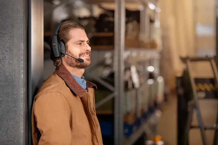 Alt View 14. BlueParrott - B450-XT Wireless Bluetooth Mono Headset with 96% Noise-Cancelling Microphone and Padded Headband - Black.