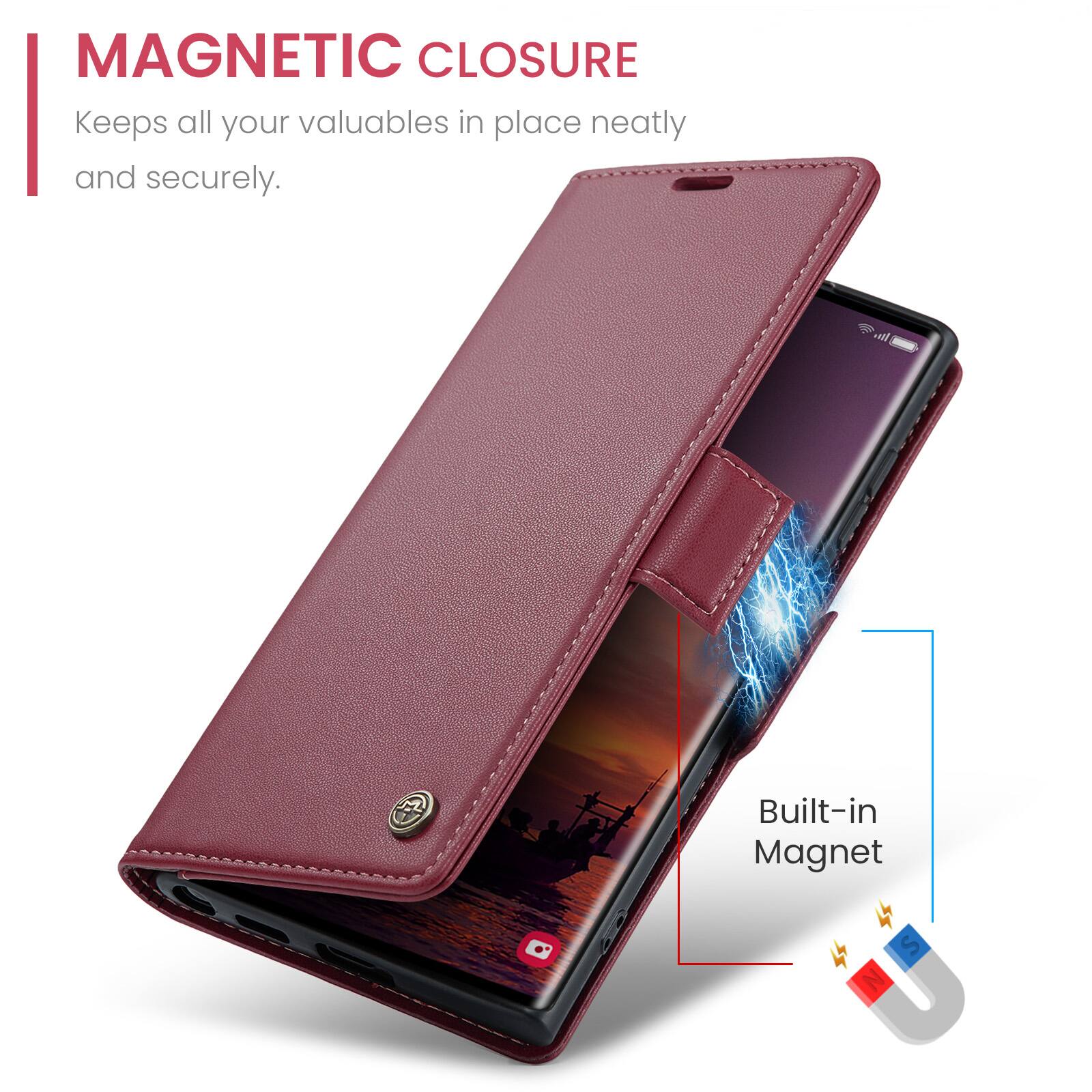 MAGNETIC CLOSURE  
Keeps all your valuables in place neatly and securely.  
Built-in Magnet