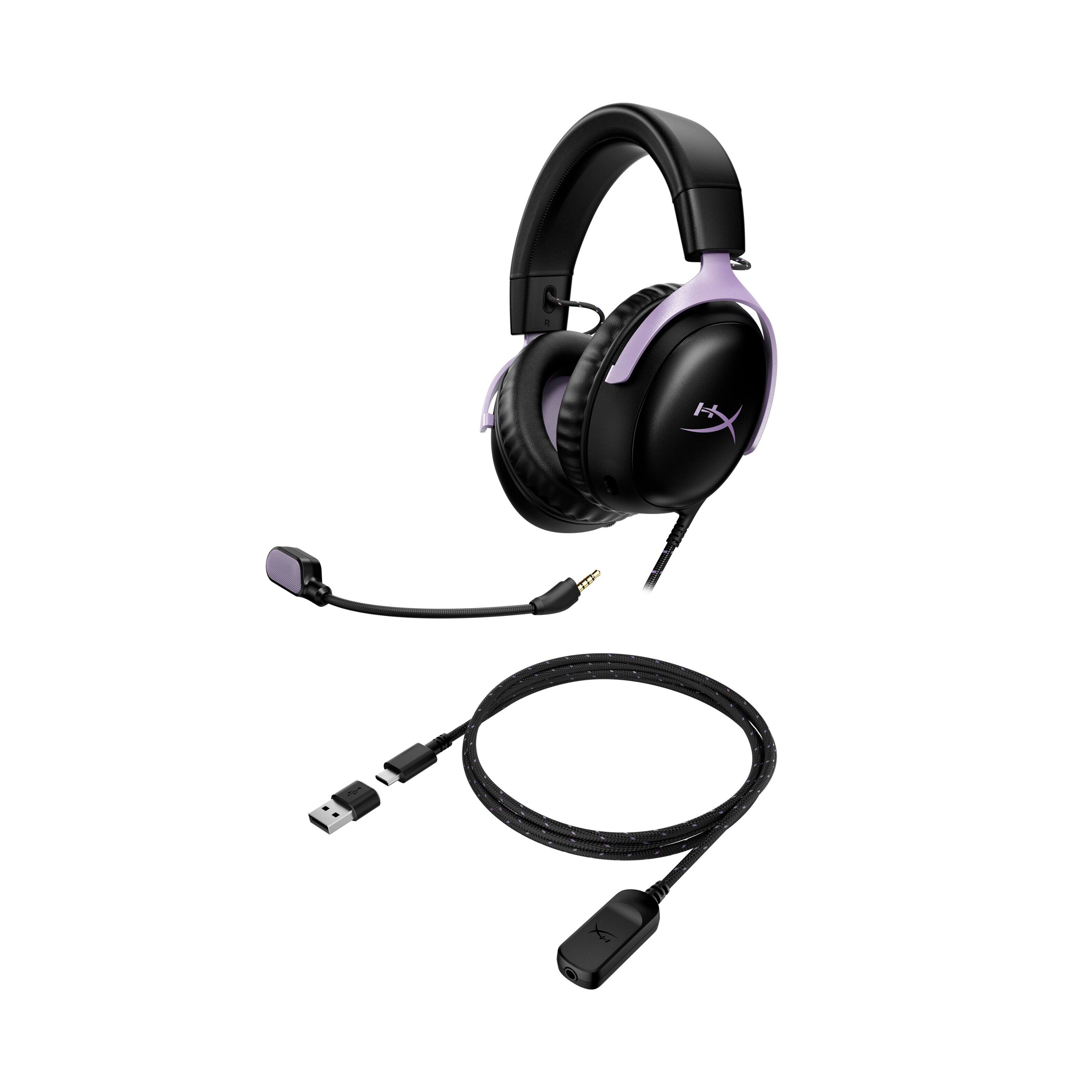 Alt View 3. HyperX - Cloud III Wired Gaming Headset for PC, PS5, PS4, Xbox Series X|S, Xbox One, Nintendo Switch, and Mobile - Black/Lavender.