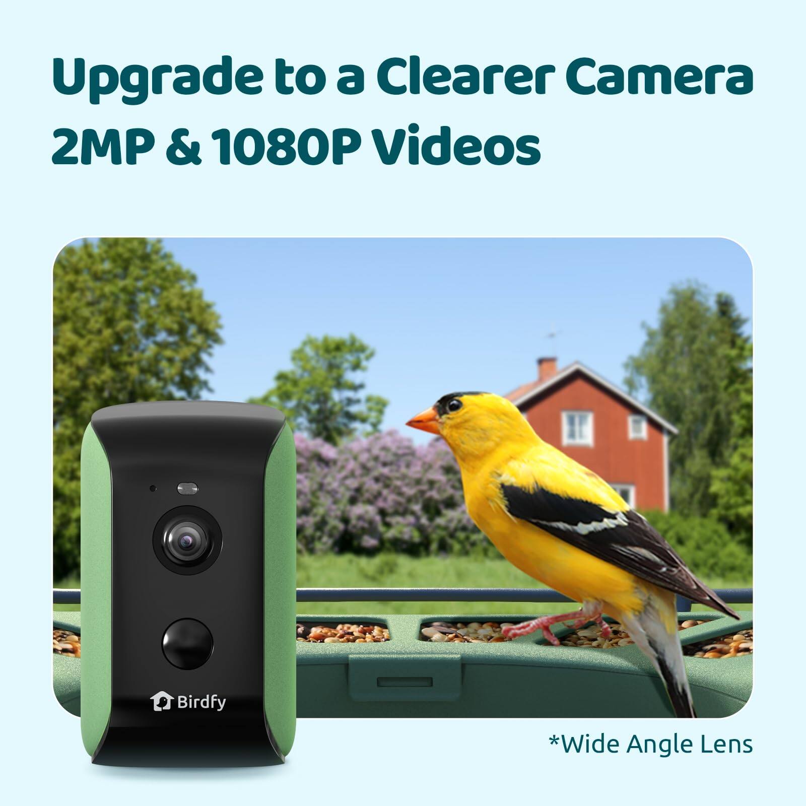 Upgrade to a Clearer Camera 2MP & 1080P Videos Birdfy *Wide Angle Lens
