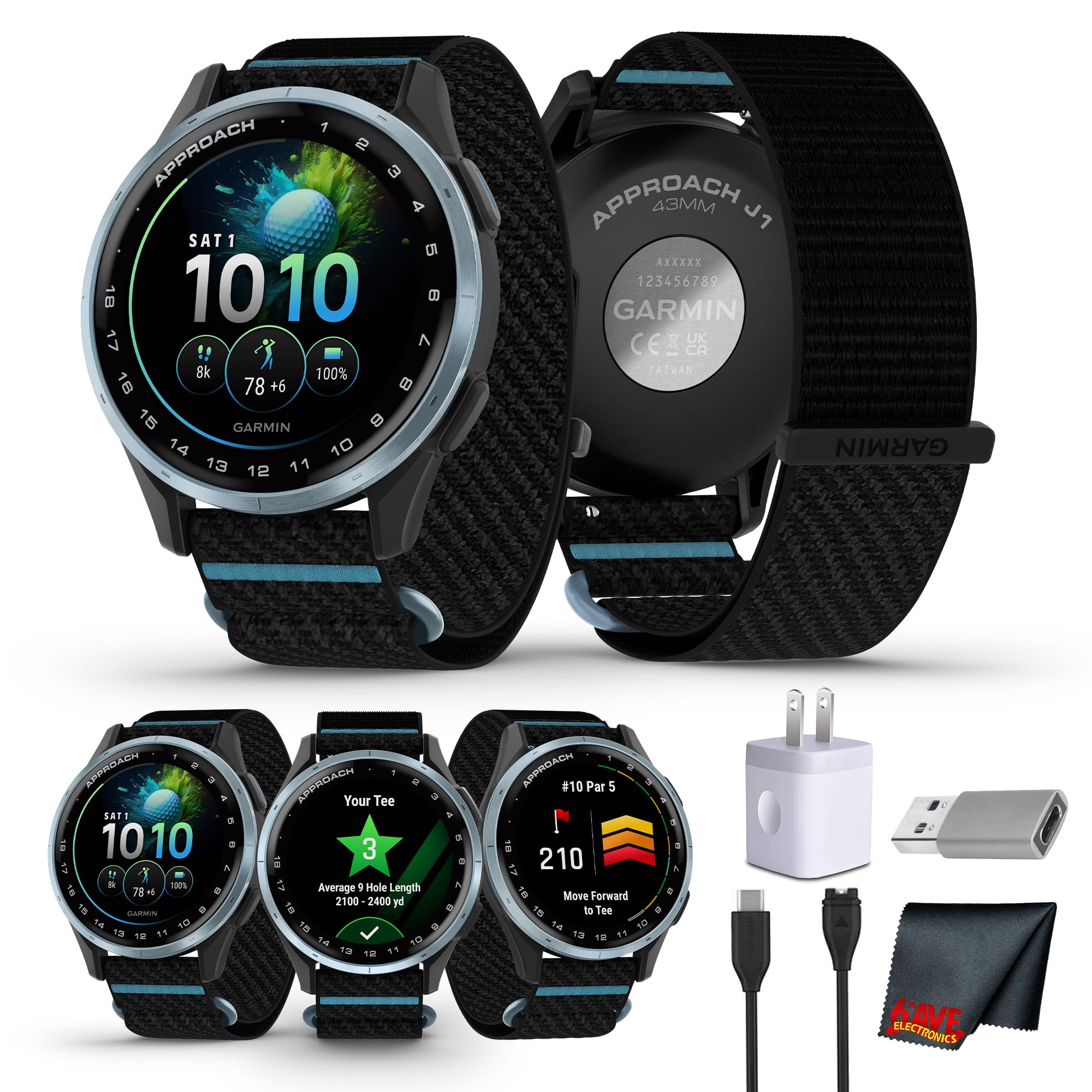 Garmin - Approach J1 Junior GPS Golf watch - Cloud Blue with Black band - Black - (2026)