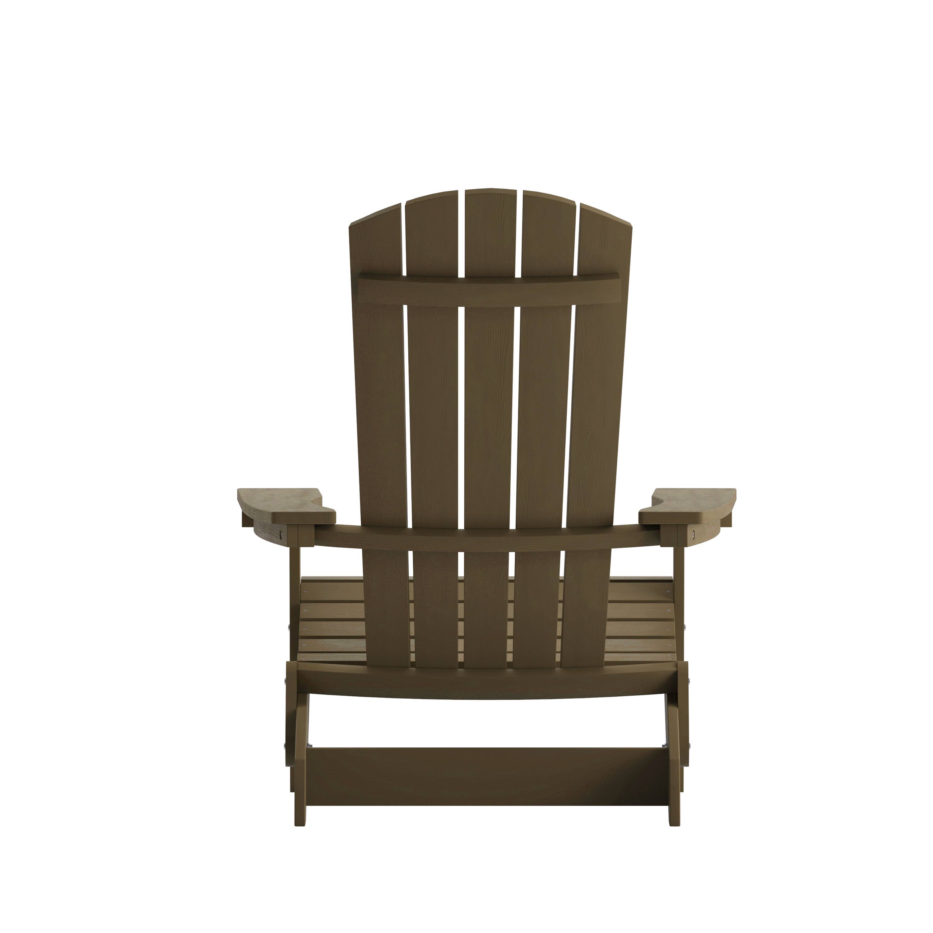 Alt View 8. Emma + Oliver - Haven Set of 2 Indoor/Outdoor Poly Resin Folding Adirondack Chairs, All-Weather Chairs for Porch, Patio, or Sunroom - Mahogany.