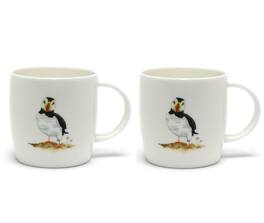 Jiallo - Roy Kirkham Sophie Mug - Puffin Parade, Set of 2, One Puffin - Mutli color