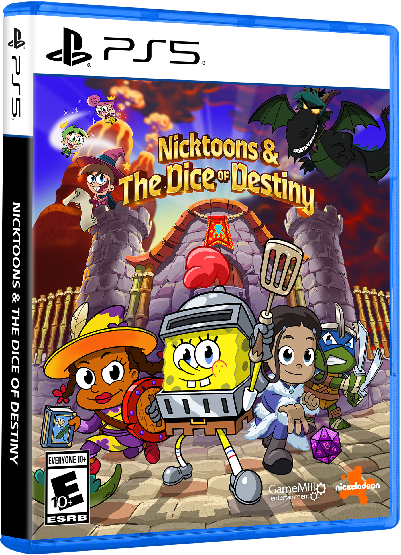 PS5. Nicktoons & The Dice of Destiny. Nicktoons & The Dice of Destiny. Everyone 10+. GameMill. nickelodeon entertainment. 10+ ESRB.