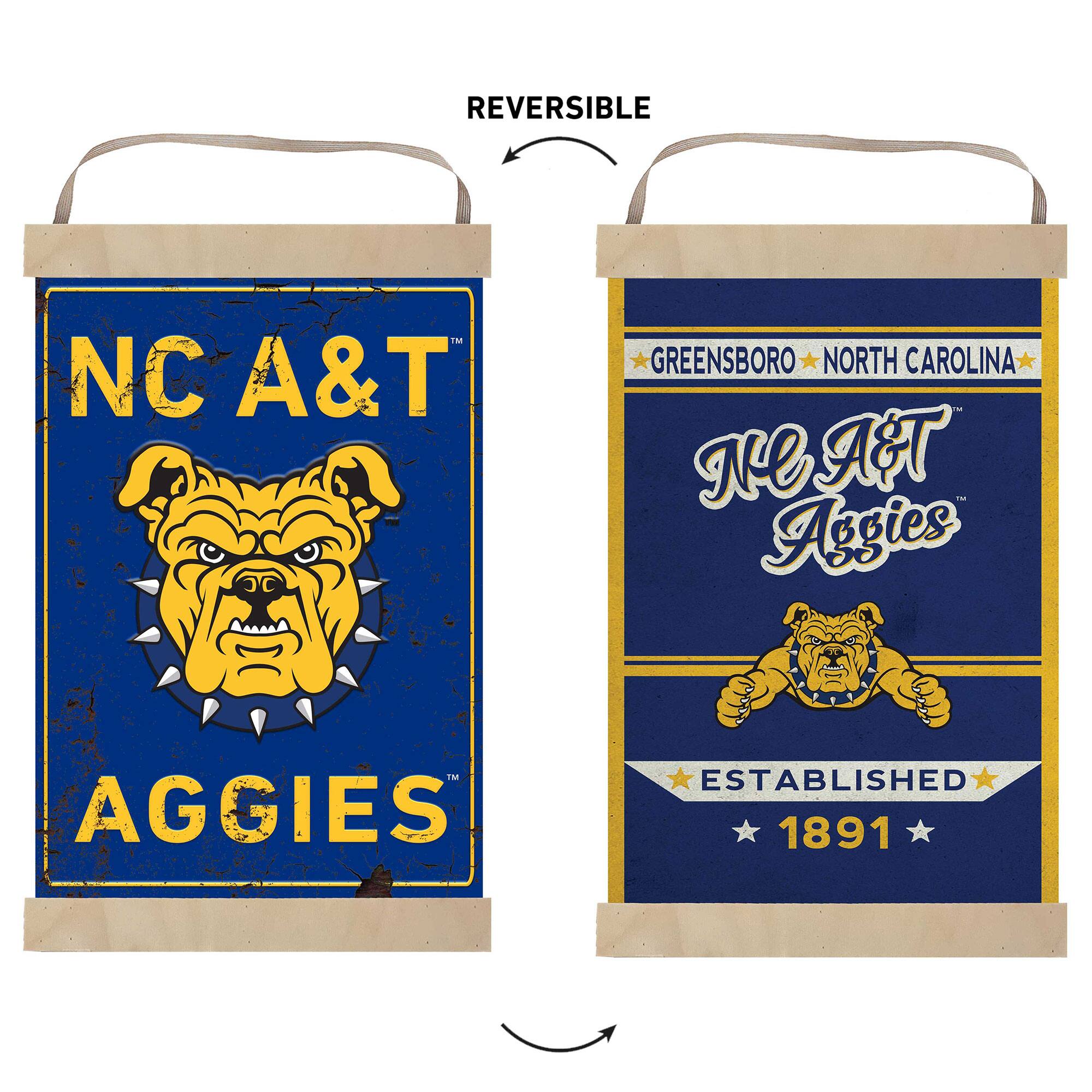 REVERSIBLE  
NC A&T  
GREENSBORO NORTH CAROLINA  
NC A&T Aggies  
ESTABLISHED 1891