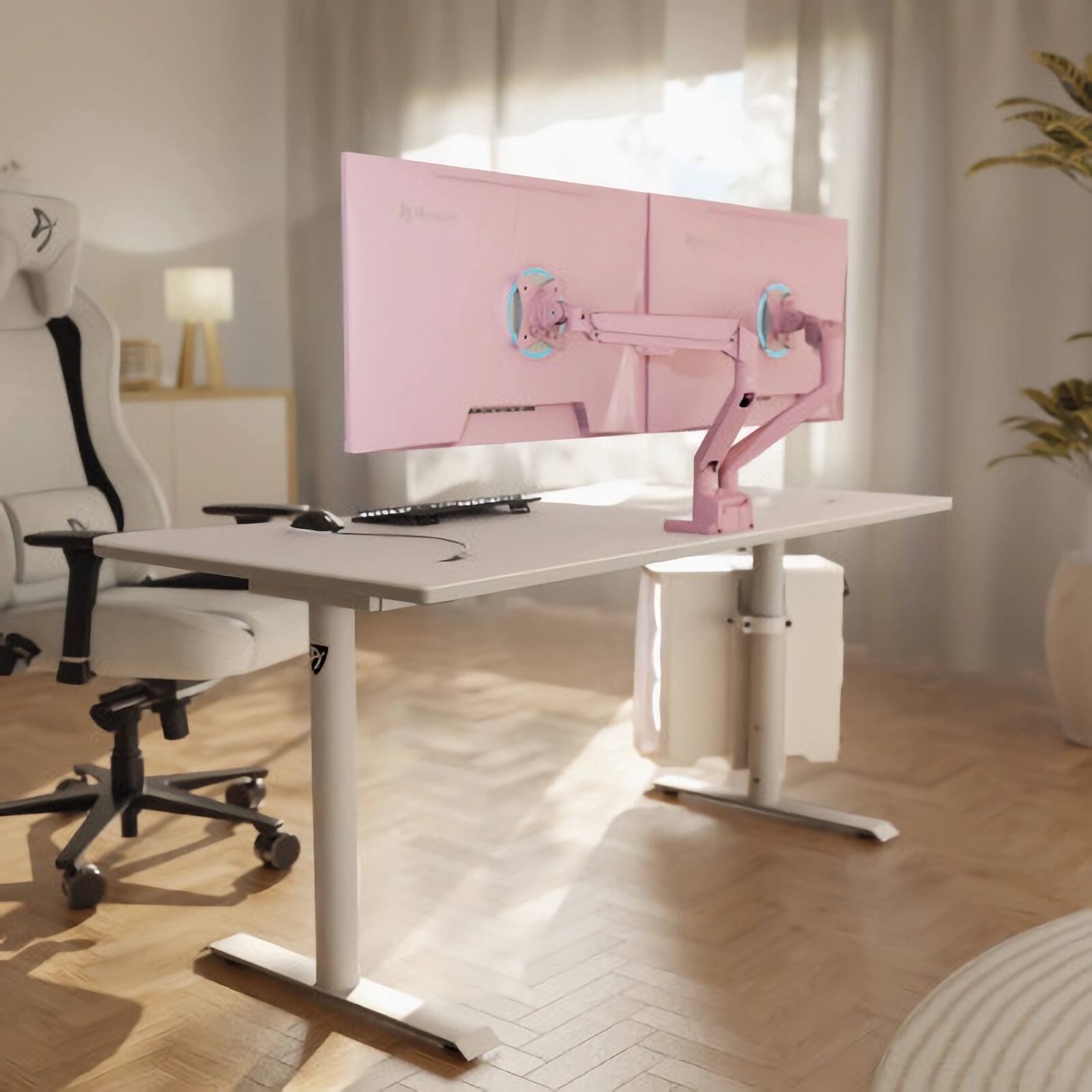 Back. Arozzi - Arozzi Alzare Neo Duo Gas Spring Dual Monitor Arm – Ergonomic Tilt, Swivel & Rotation – Pink - Pink.