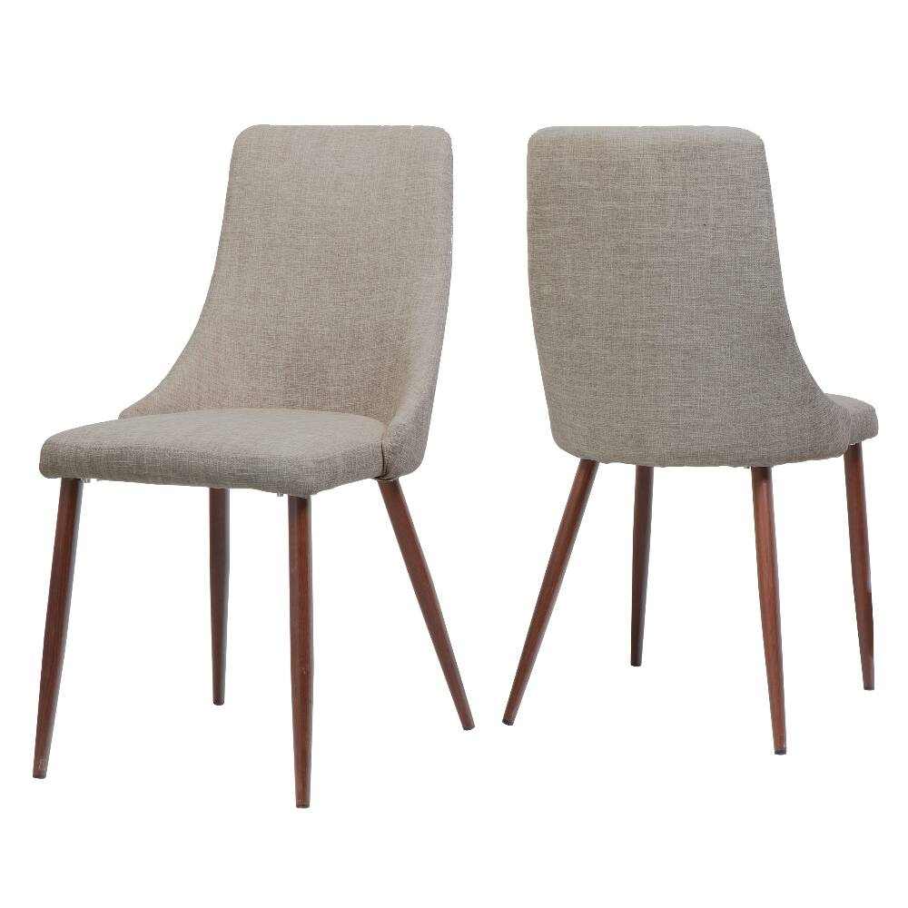 Angle. Loheer - Loheer Mid Century Modern Fabric Armless Dining Chairs Set of 2 Wheat Dark Walnut - Wheat.