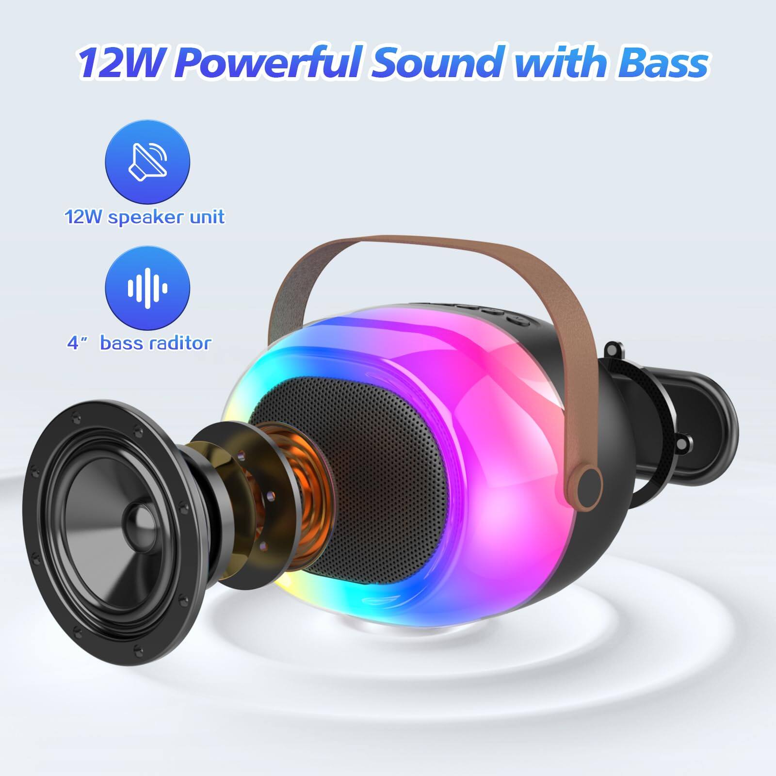 12W Powerful Sound with Bass

- 12W speaker unit
- 4" bass radiator
