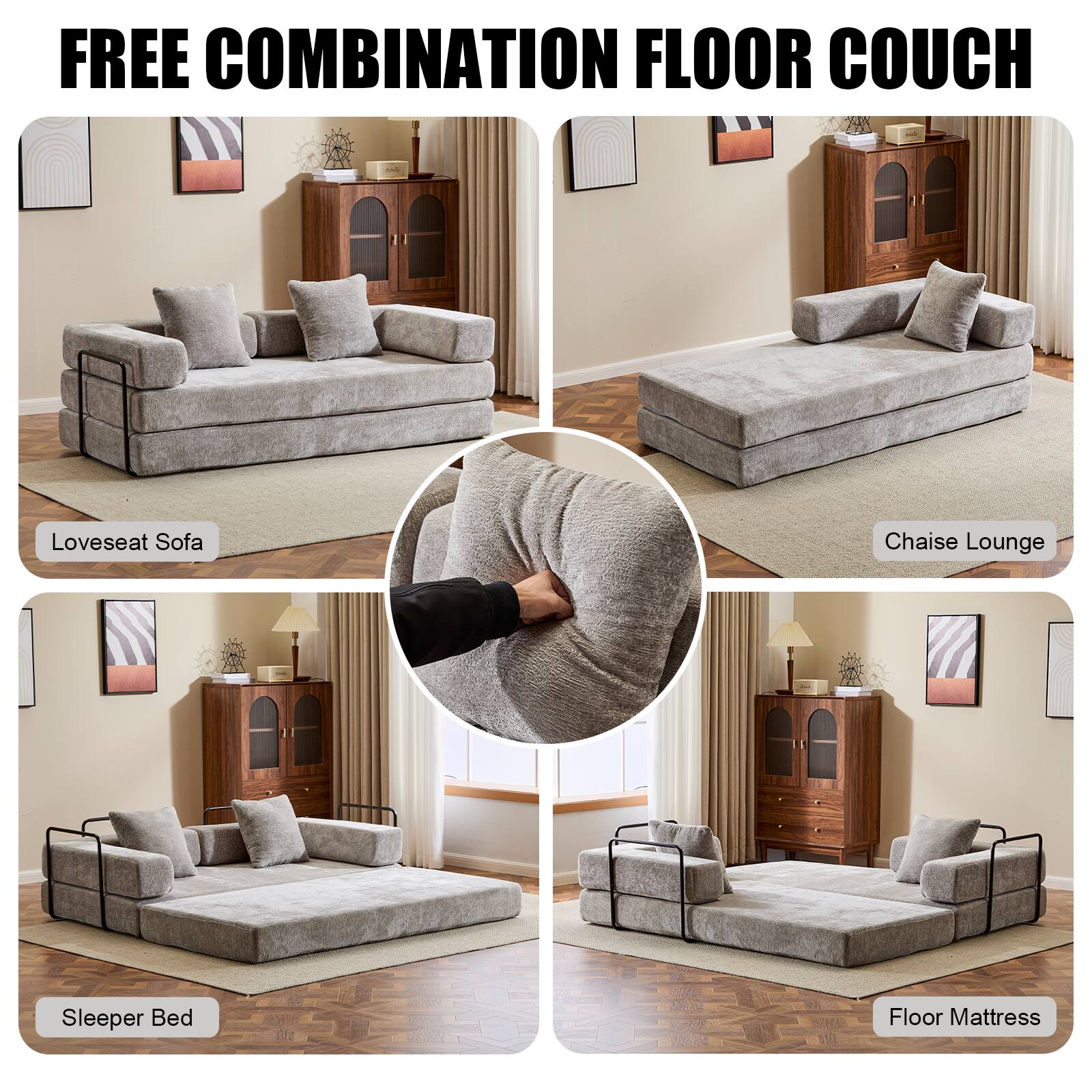 FREE COMBINATION FLOOR COUCH

- Loveseat Sofa
- Chaise Lounge
- Sleeper Bed
- Floor Mattress