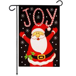 G128 - Garden Flag Joyful Santa - 12 x 18 in Printed Blockout Polyester - Assorted Colors